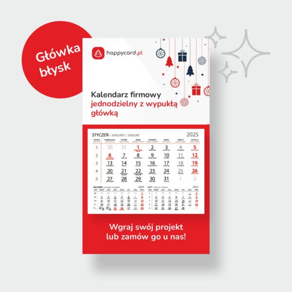 Kalendarz jednodzielny z główką wypukłą